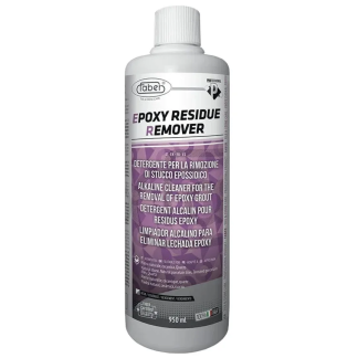 Epoxy Residue Remover bottle – alkaline cleaner that dissolves grout and epoxy films on stone, porcelain, terracotta, and ceramic surfaces.
