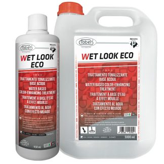 Faber Wet Look Eco – powerful wet-look sealant, water-based, stain-resistant, enhances colour and tone without surface film on porous surfaces.