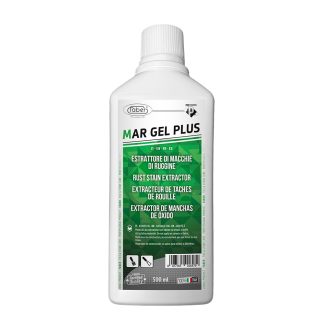 Faber MAR GEL PLUS bottle – water-based gel that deeply extracts rust stains from marble, limestone and travertine finishes.