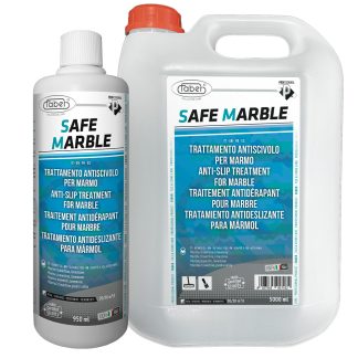 Faber Safe Marble bottle – water-based anti-slip treatment that enhances grip on marble, travertine, limestone, and glazed porcelain floors.