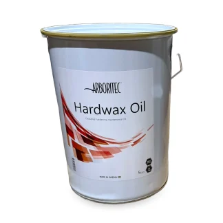 Arboritec Hard Wax Oil oxidative hardening wood floor oil in 1L and 5L metal cans, made in Sweden, pine resin linseed oil and wax formula