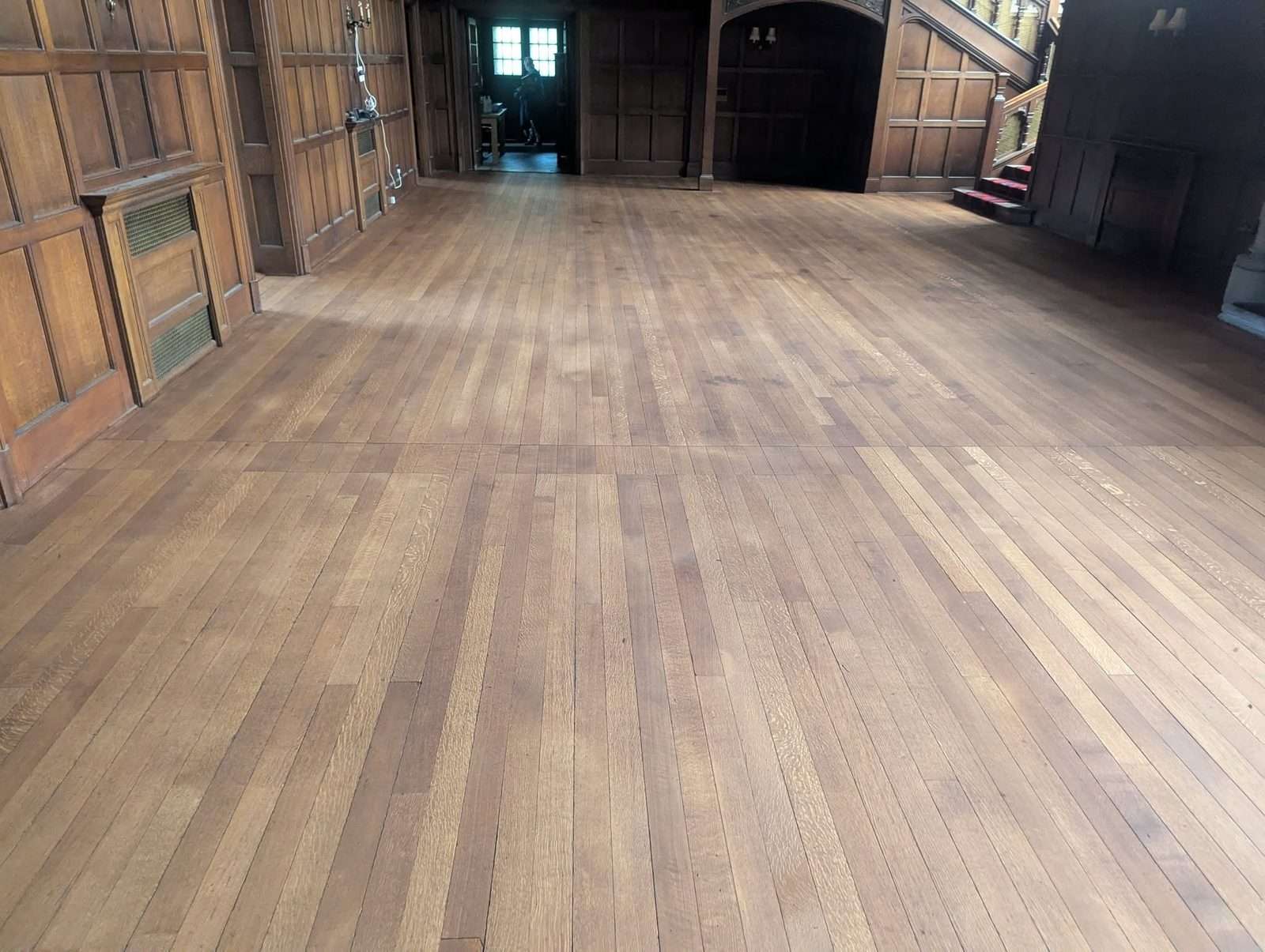 Old English oak floor at Higham Hall after sanding and refinishing with Arboritec Miracle Oil 2K